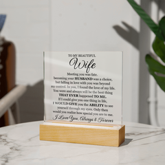 To My Beautiful Wife (Printed) – Acrylic Square